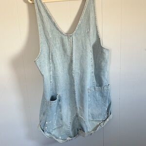 Free People Light Blue Denim Jumpsuit